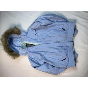 Columbia Youth Light Blue Winter Jacket with Faux Fur Hood 14/16 youth